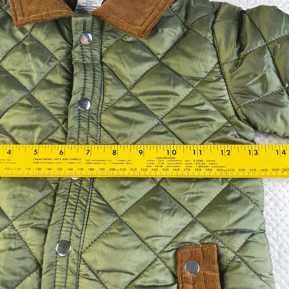 Tommy Bahama Kids Olive Green Quilted Barn Jacket Corduroy Trim 5T New‎